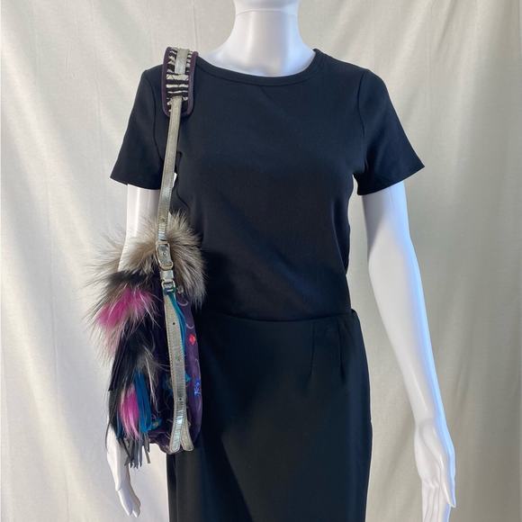 Multicolor Fur and Leather Women's Bag - Picture 13 of 16